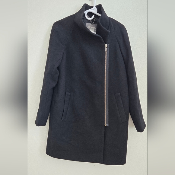 J. Crew Double Cloth by Manifaturra Italy Wool Envelope Black Coat Size 8 - Picture 2 of 16